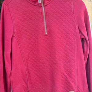 Women's Quilted Half-Zip Sweater - Red
